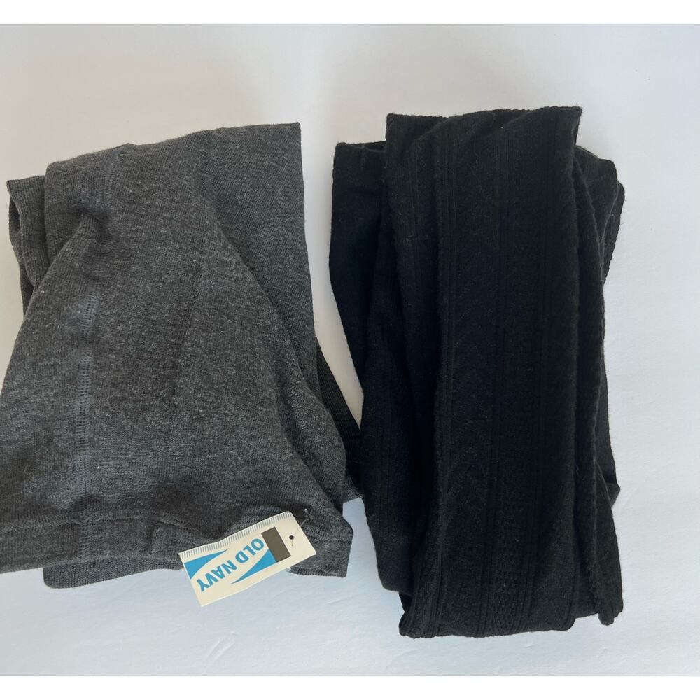 NWT 2 Pair of Old Navy Textured Black and GrayWinter Warm‎ Tights Size XL
